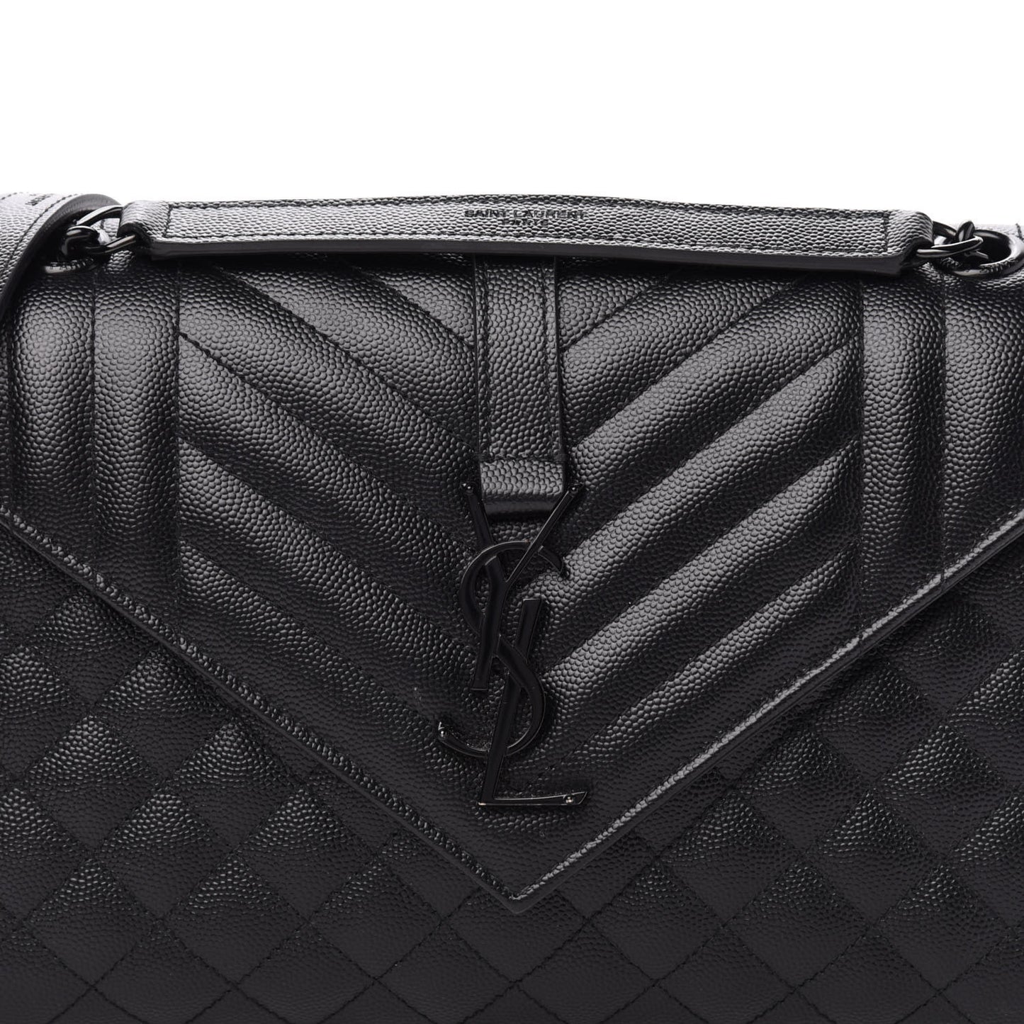 Grain De Poudre Textured Mixed Matelasse Triquilt Medium Monogram Satchel Black