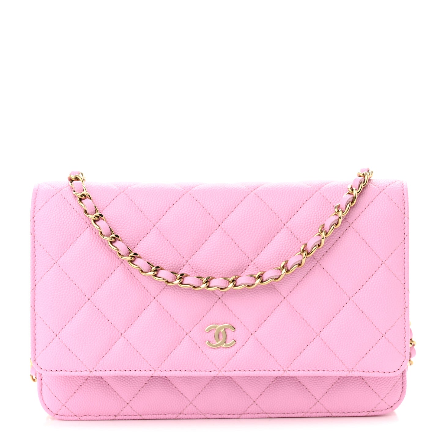 Caviar Quilted Wallet On Chain WOC Pink
