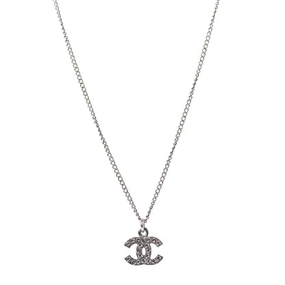 Chanel Crystal Timeless CC Necklace Silver 1 of 5