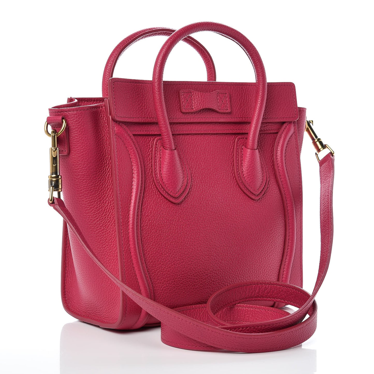 Drummed Calfskin Nano Luggage Fuchsia