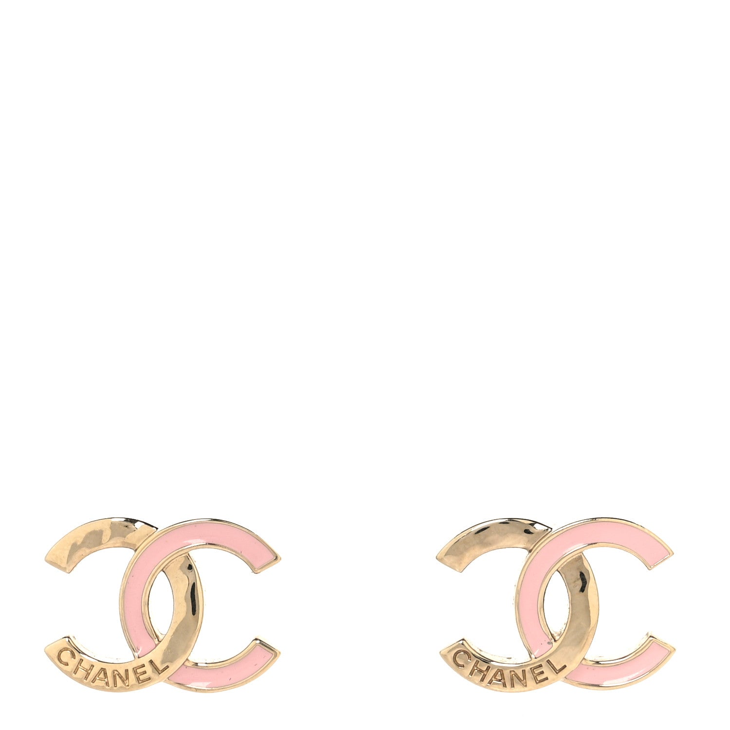 Chanel Metal Enamel CC Earrings Pink Gold 1 of 10
