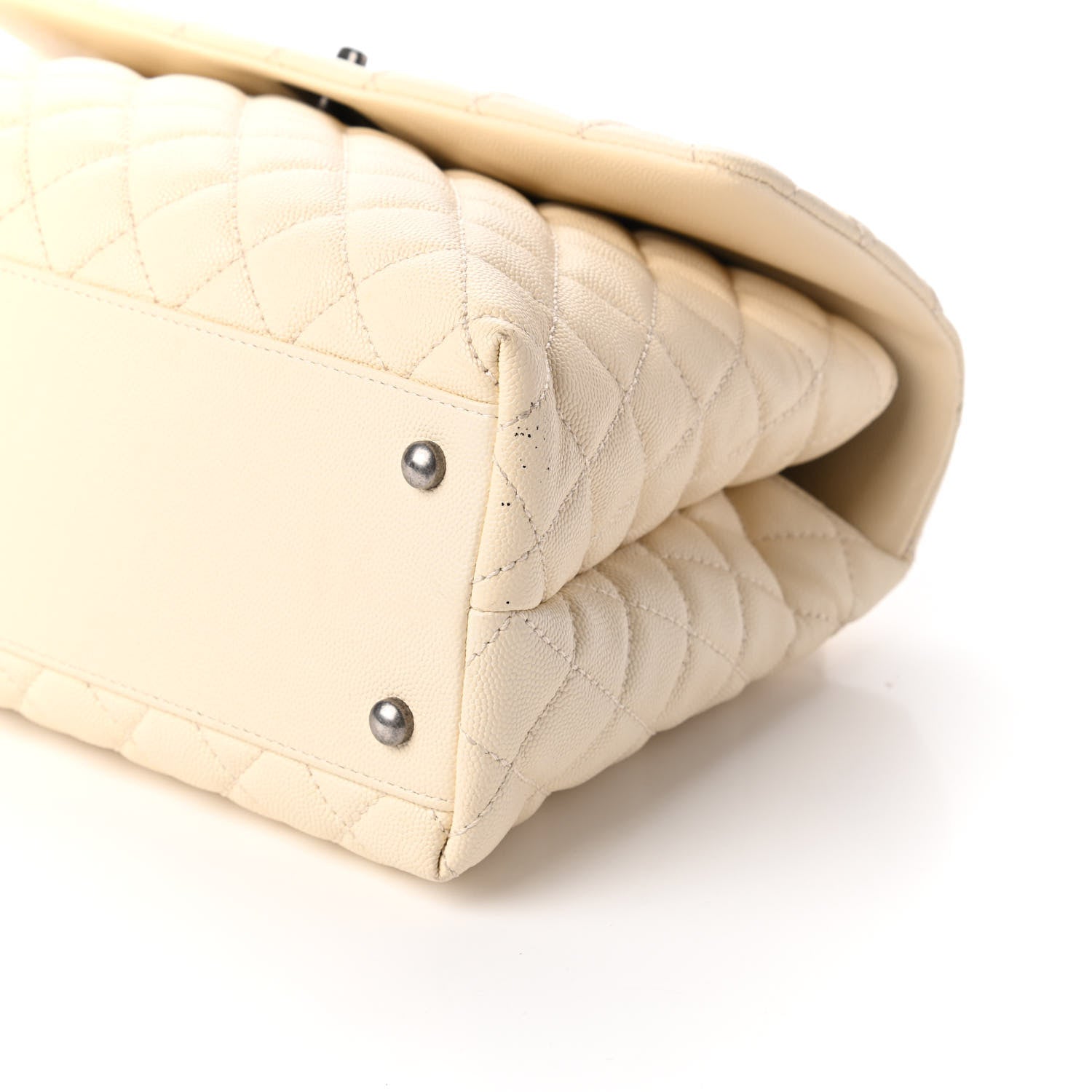 Chanel Caviar Lizard Quilted Medium Coco Handle Flap White 7 of 10