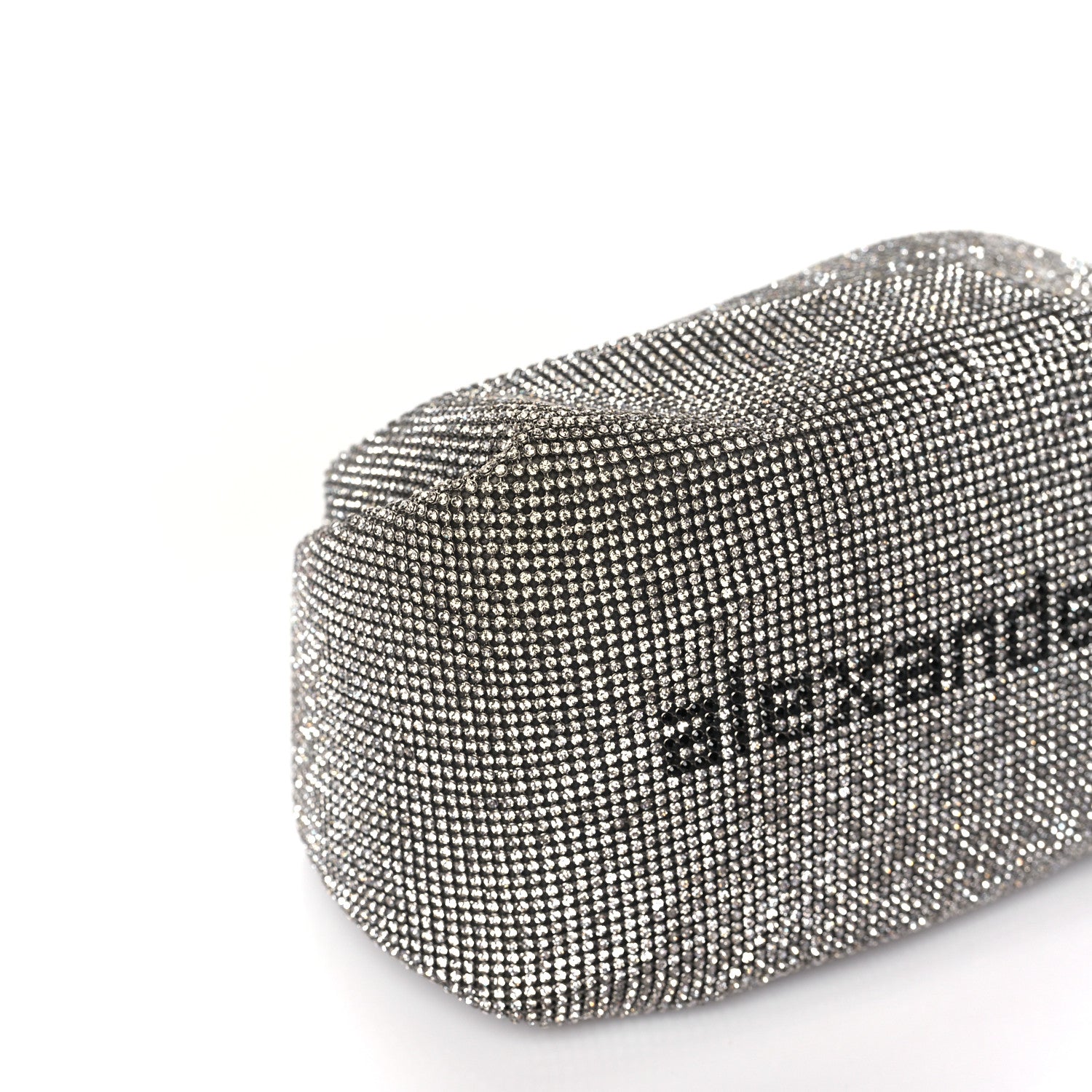 Alexander Wang Mesh Crystal Rhinestone Mini Scrunchie Clutch Black Silver 7 of 8