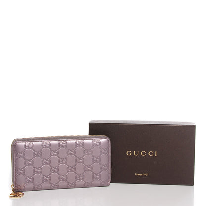 Gucci Metallic Soft Guccissima Margaux Calfskin Lovely Zip Around Wallet Senanque 8 of 8