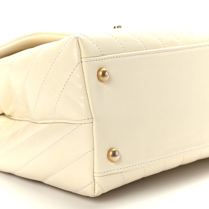 Chanel Calfskin Lizard Chevron Quilted Small Coco Handle Flap Ivory 8 of 9