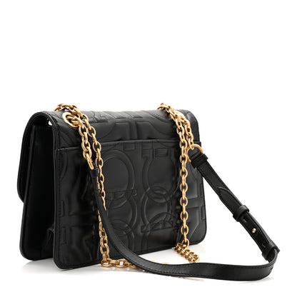 Salvatore Ferragamo Calfskin Quilted Gancini Flap Bag Black 3 of 9