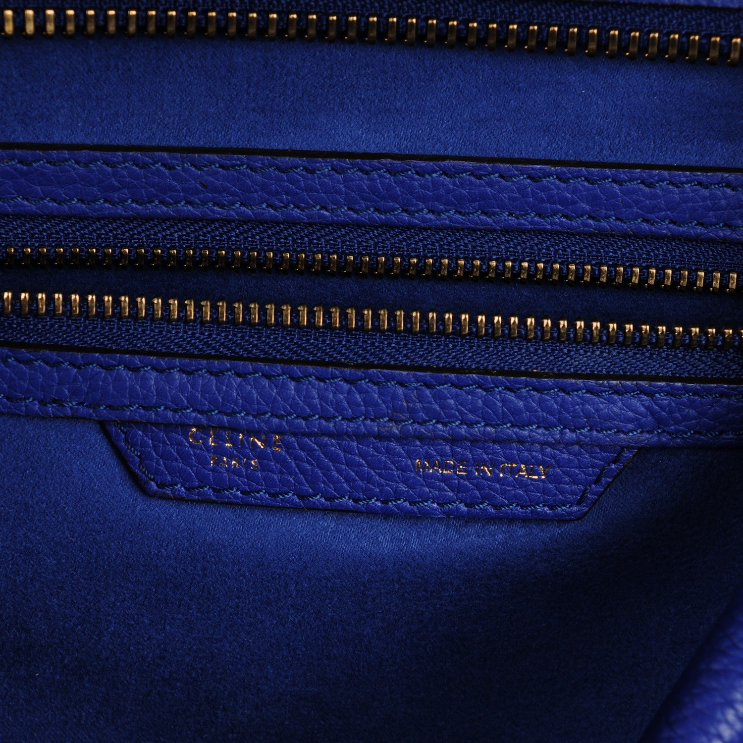 Celine Drummed Calfskin Mini Luggage Indigo 6 of 7