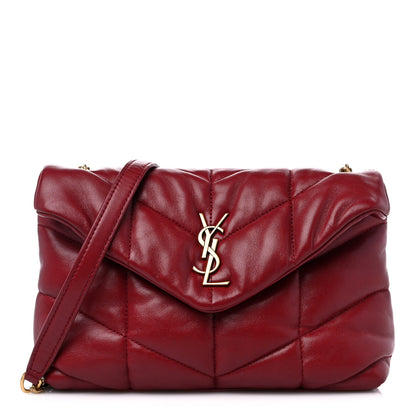 Saint Laurent Lambskin Quilted Toy Loulou Puffer Monogram Chain Satchel Red 1 of 14