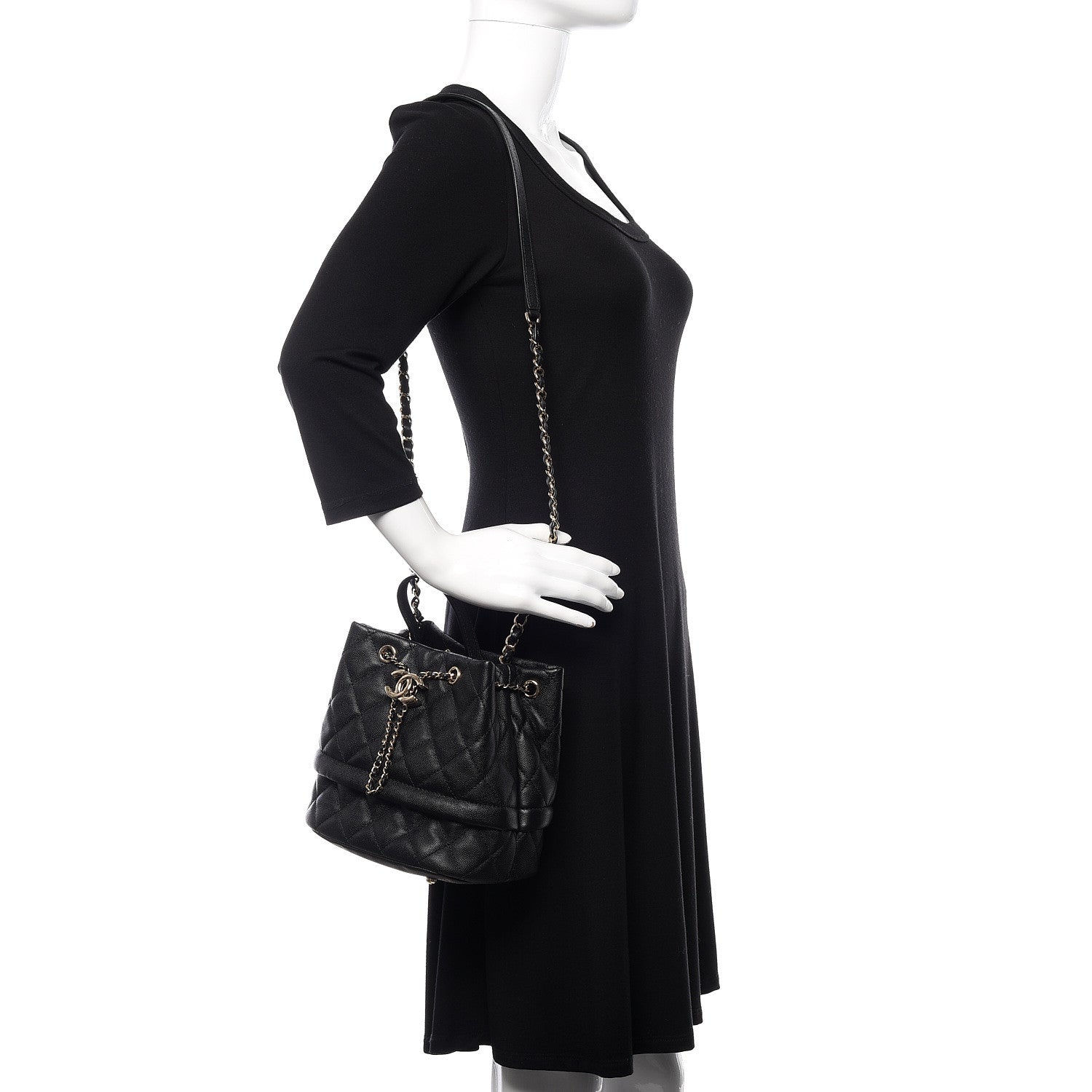 Chanel Caviar Quilted Large Rolled Up Bucket Drawstring Bag Black 1 of 11
