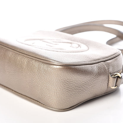 Gucci Metallic Pebbled Calfskin Small Soho Disco Bag Golden Beige 6 of 12