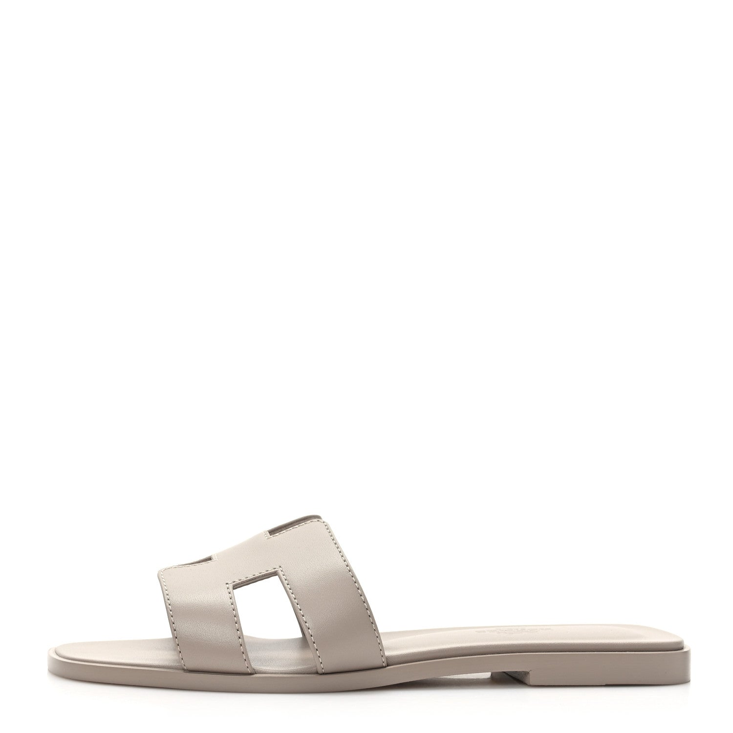 Hermes Box Calfskin Oran Sandals 37 Beige Mastic 1 of 8