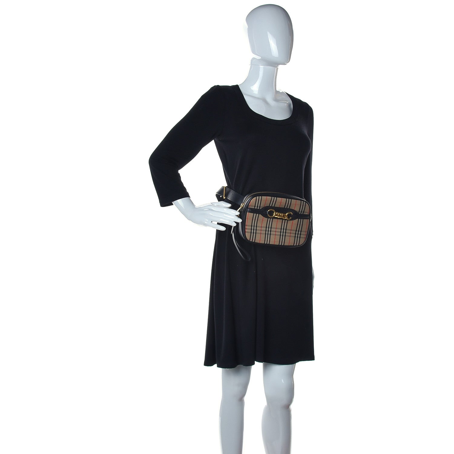 Burberry Smooth Calfskin 1983 Knight Check Link Bum Bag Black 2 of 10