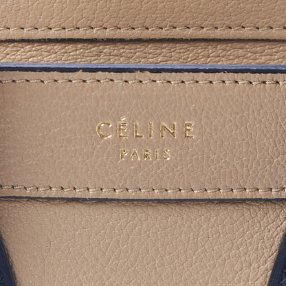 Celine Drummed Calfskin Bi-Color Nano Luggage Navy Dune 7 of 9