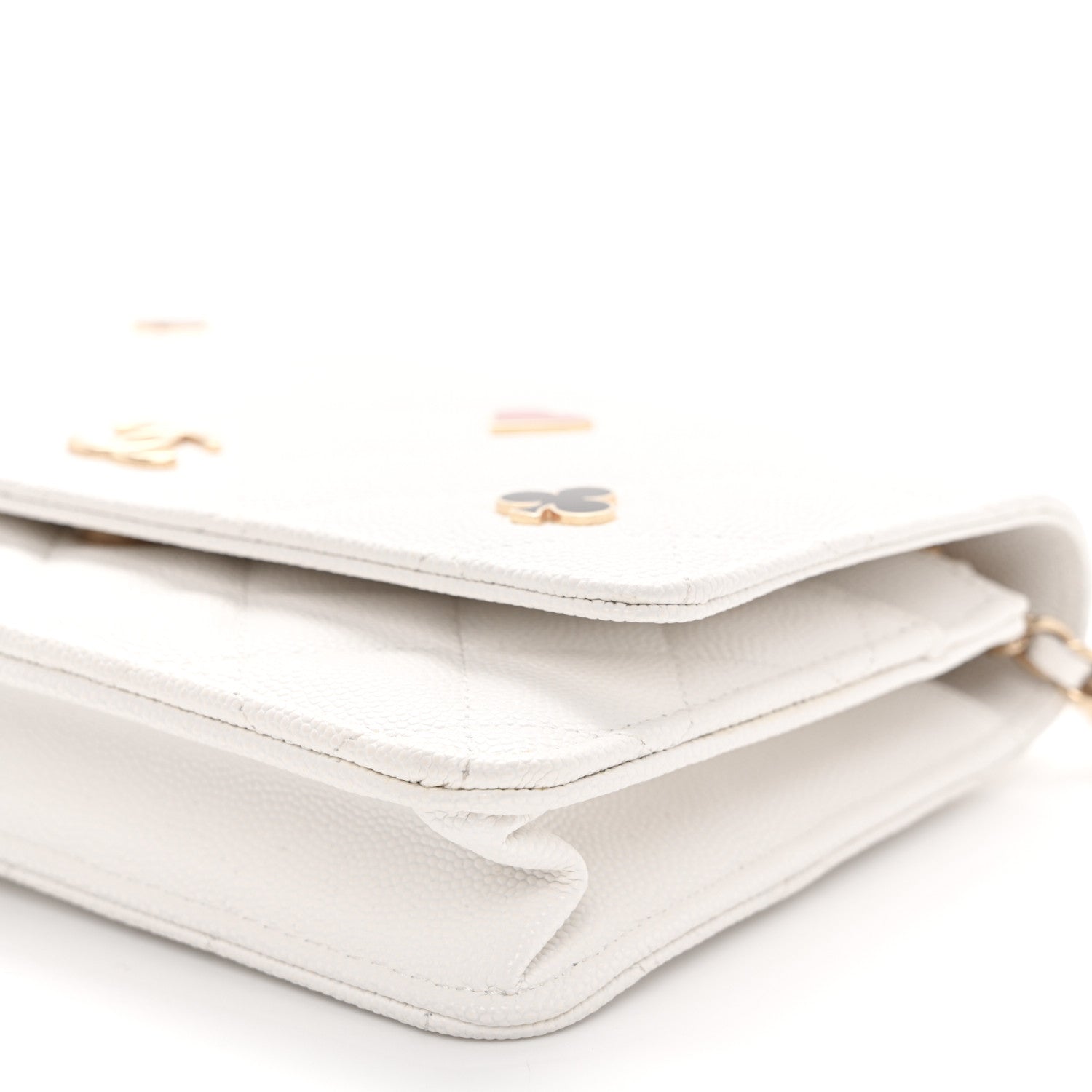Chanel Caviar Quilted Enamel Coco Casino Wallet On Chain WOC White 11 of 12