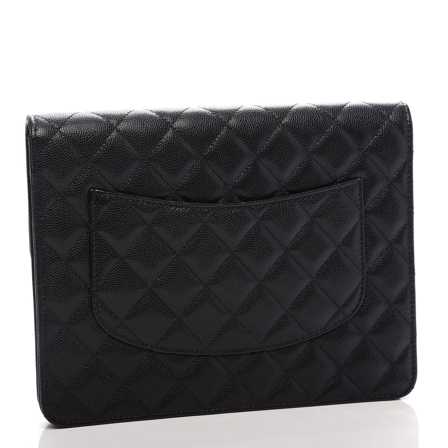 Caviar Quilted Square Flap Clutch Black