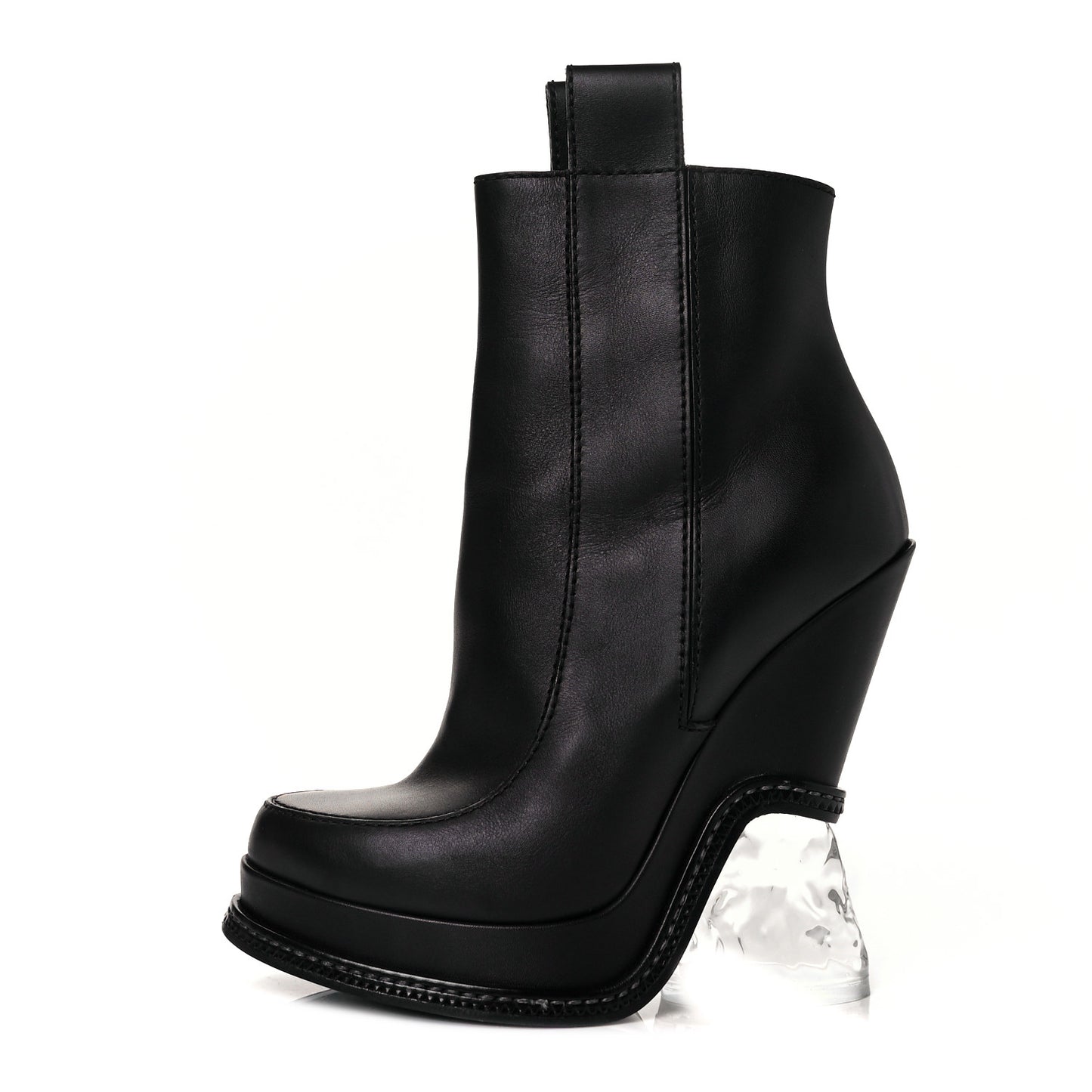 Calfskin Lucite Wedge Boots 35 Black
