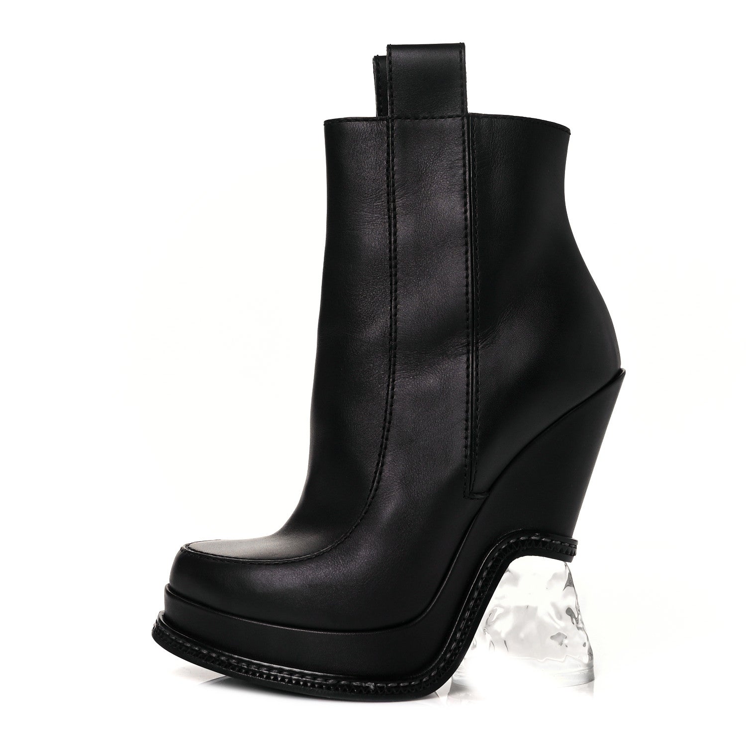 Fendi Calfskin Lucite Wedge Boots 35 Black 1 of 7