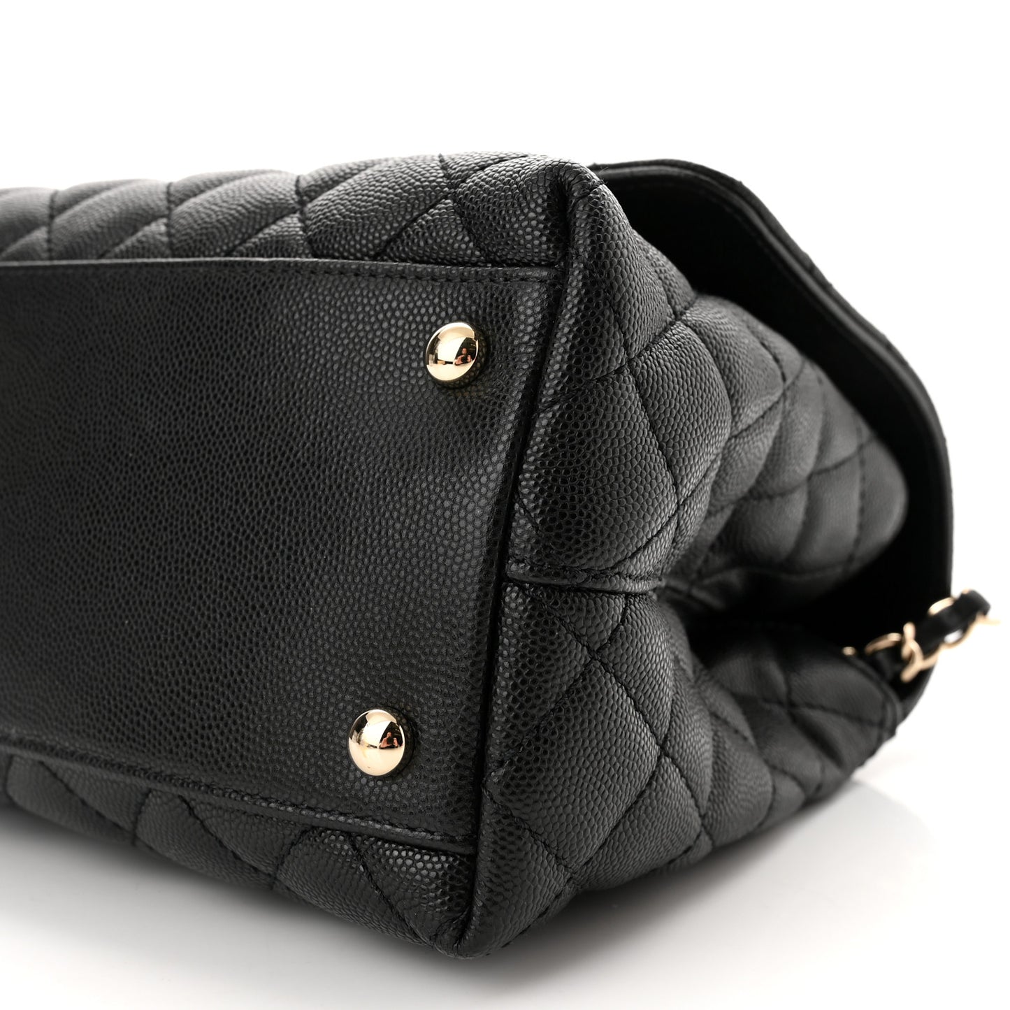 Caviar Quilted Small Coco Handle Flap Black