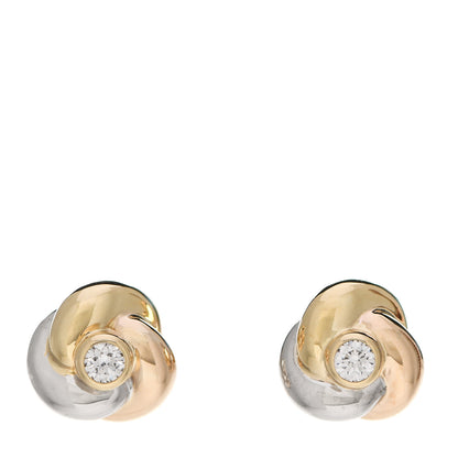 Cartier 18K Pink Yellow White Gold Diamond Trinity Stud Earrings 1 of 6