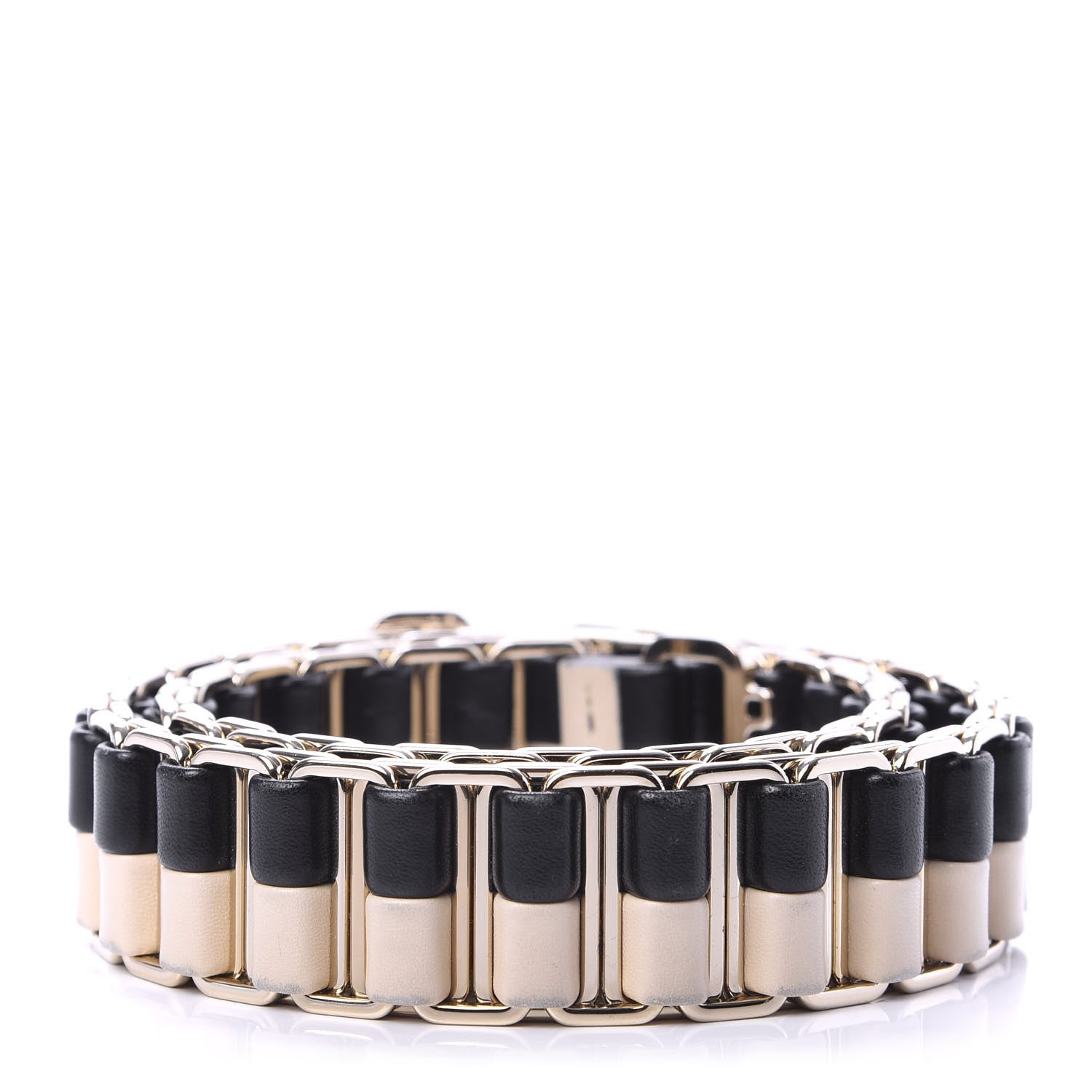Chanel Lambskin Metal Belt 85 34 Black Beige 3 of 7