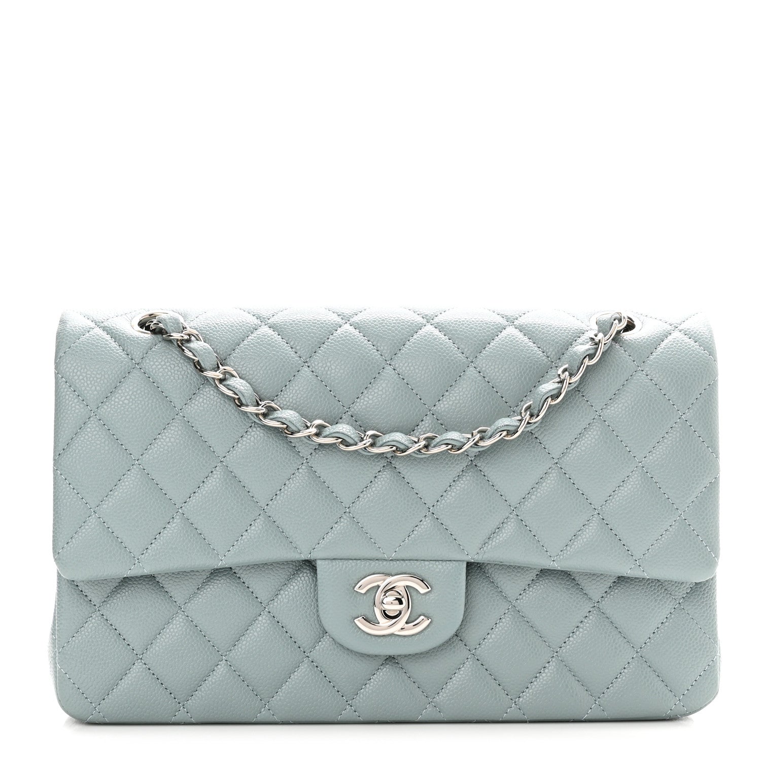 Chanel Caviar Quilted Medium Double Flap Light Blue 1 of 11
