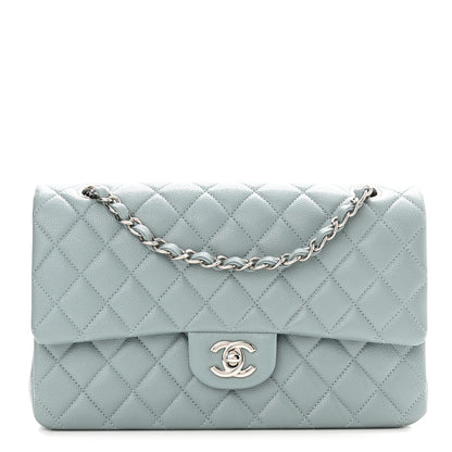 Chanel Caviar Quilted Medium Double Flap Light Blue 1 of 11