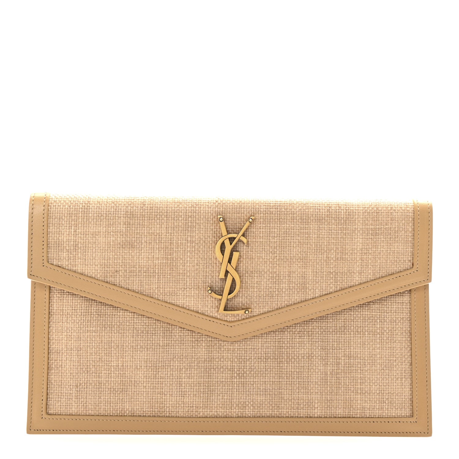 Saint Laurent Micro Raffia Uptown Pouch Natural Hay Blush 1 of 7