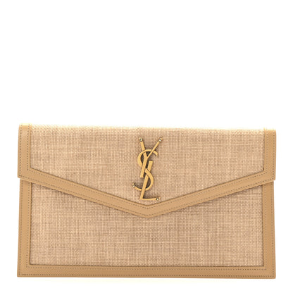 Saint Laurent Micro Raffia Uptown Pouch Natural Hay Blush 1 of 7