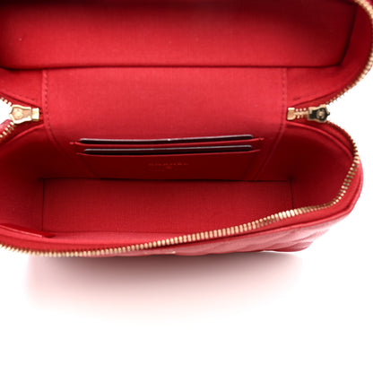 Chanel Caviar Quilted Top Handle Slim Vanity With Chain Red 5 of 11