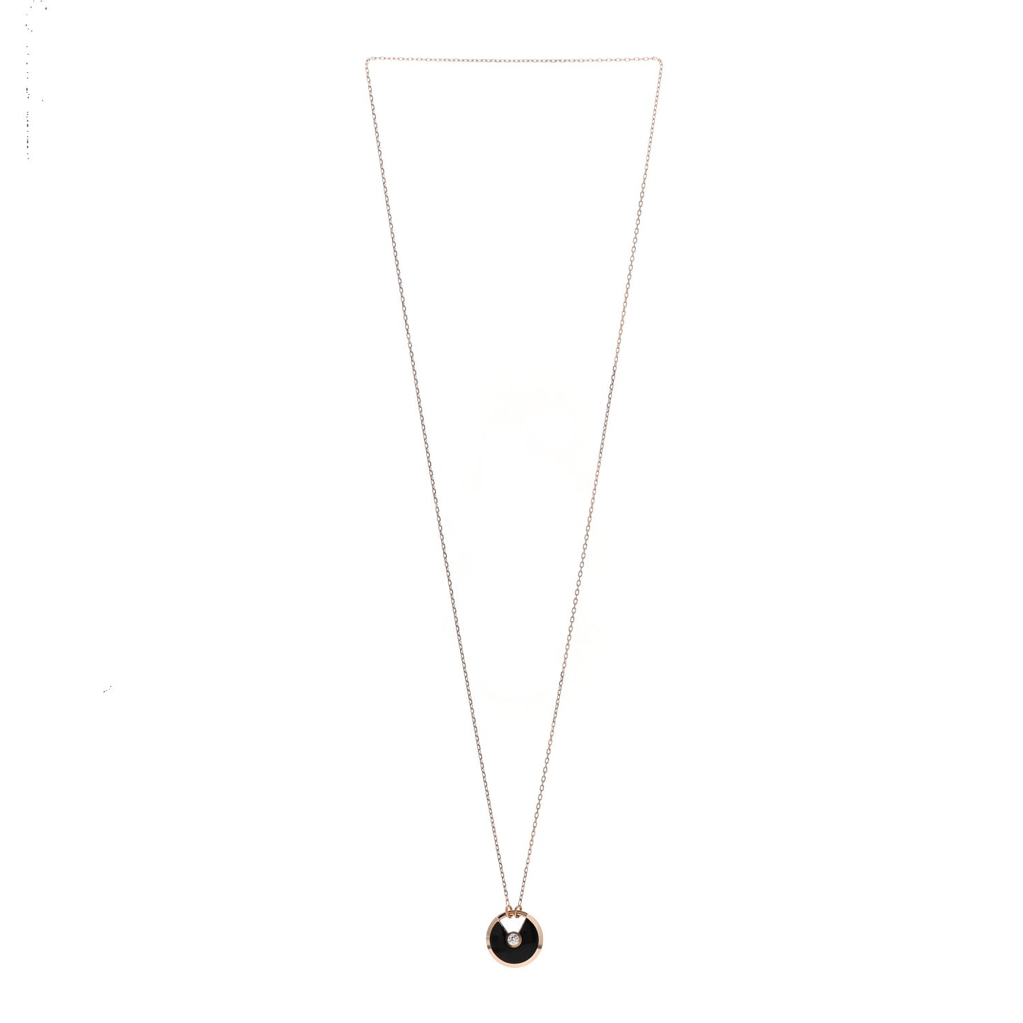 18K Pink Gold Diamond Black Onyx SM Amulette de Cartier Pendant Necklace