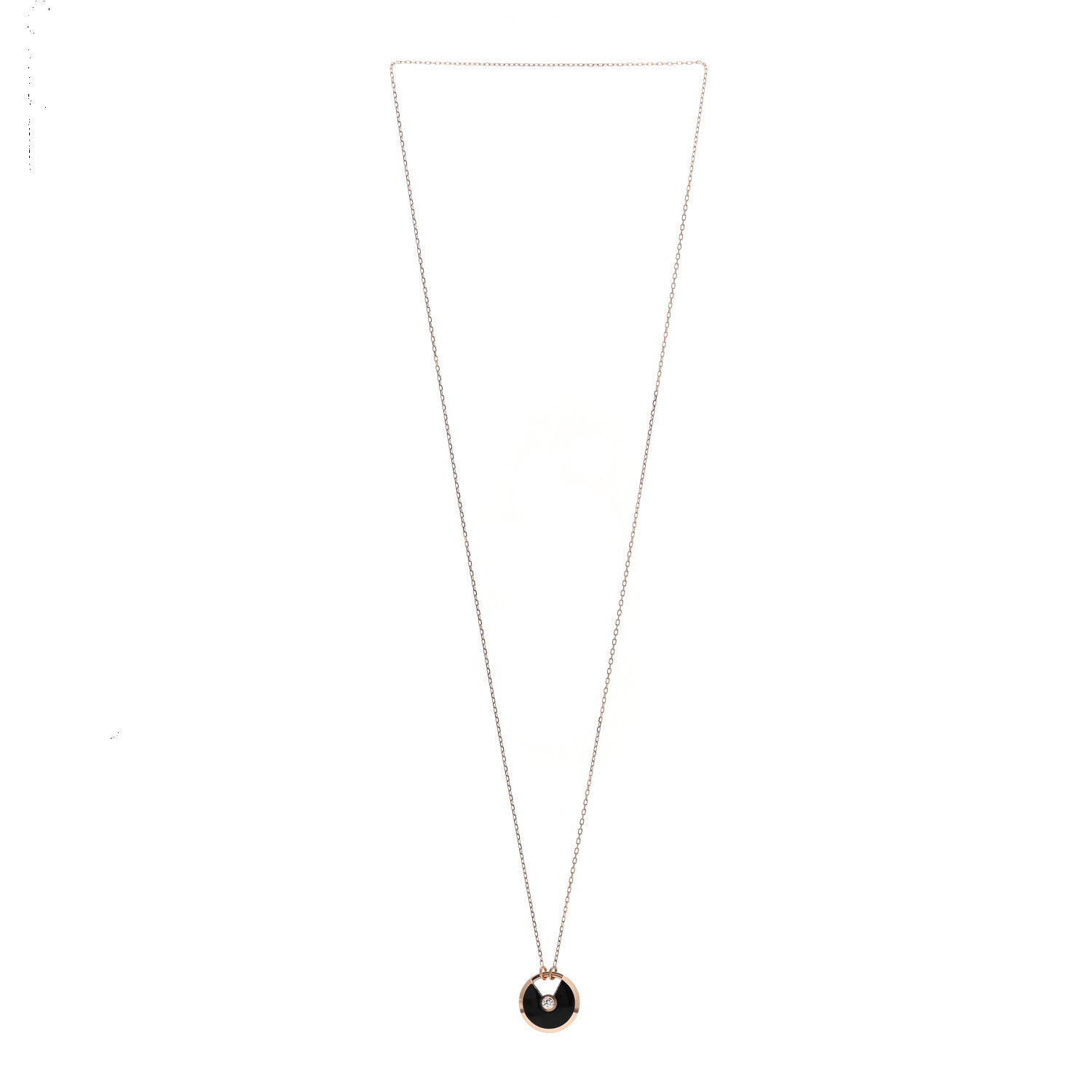 Cartier 18K Pink Gold Diamond Black Onyx SM Amulette de Cartier Pendant Necklace 3 of 4