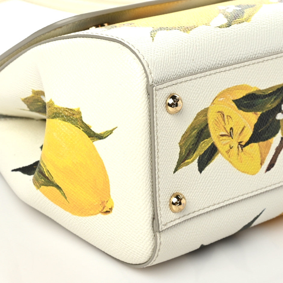 Dauphine Lemon Print Medium Miss Sicily Satchel White