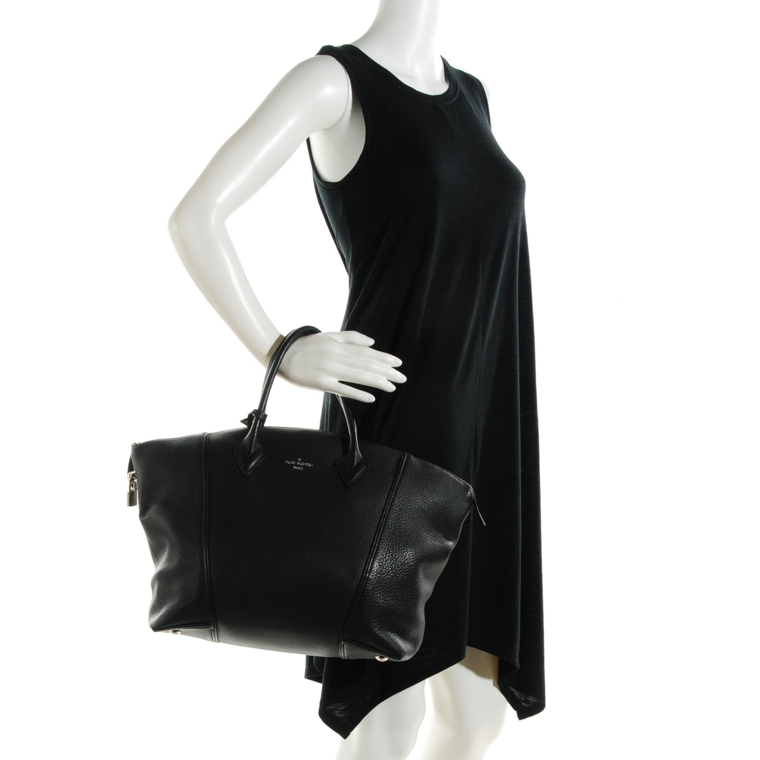 Louis Vuitton Veau Cachemire Soft Lockit MM Black 2 of 8