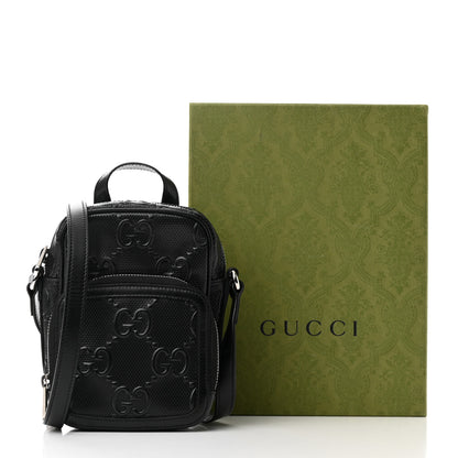 Gucci Calfskin GG Tennis Embossed Mini Double Zip Messenger Bag Black 10 of 10