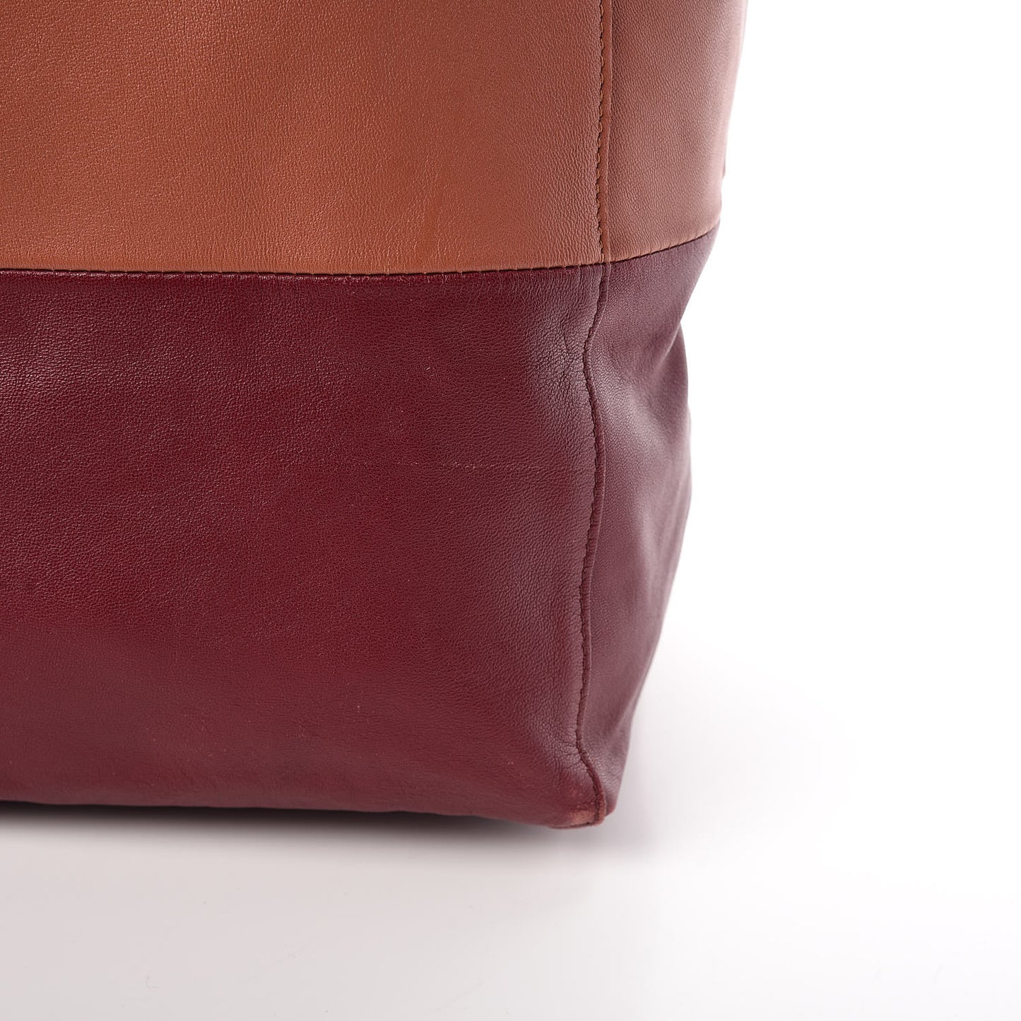 Lambskin Horizontal Bi-Color Cabas Peach Rust