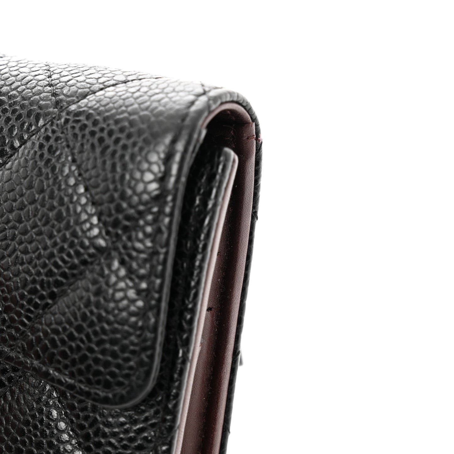 Caviar Quilted Compact Flap Wallet Black