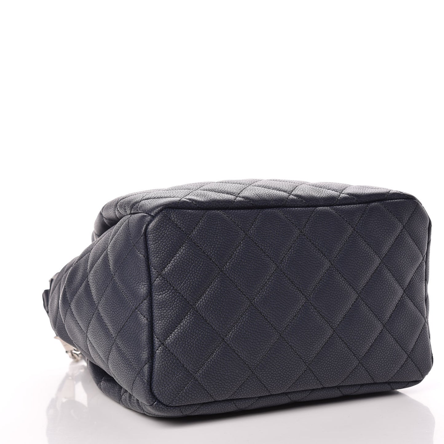 Grained Calfskin Quilted Medium Chain Bucket Bag Blue