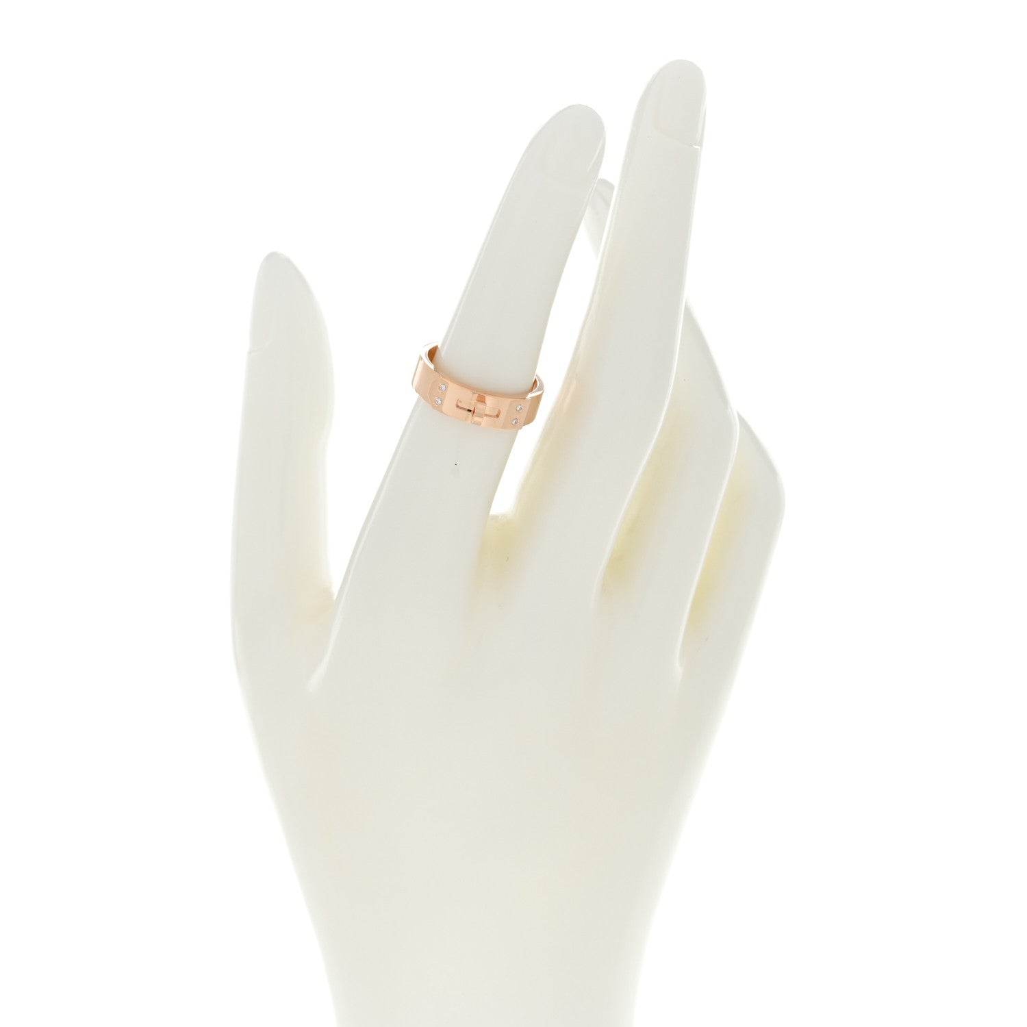 Hermes 18K Rose Gold Diamond PM Kelly Ring 52 6 2 of 5