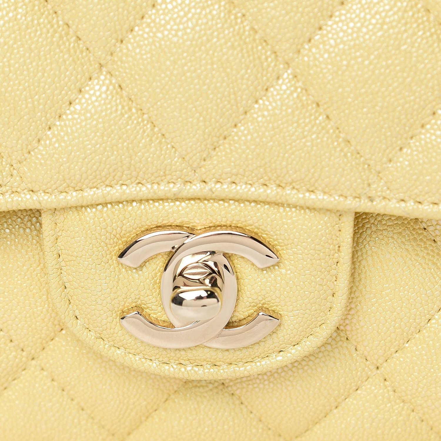 Chanel Iridescent Caviar Quilted Medium Double Flap Yellow 10 of 11