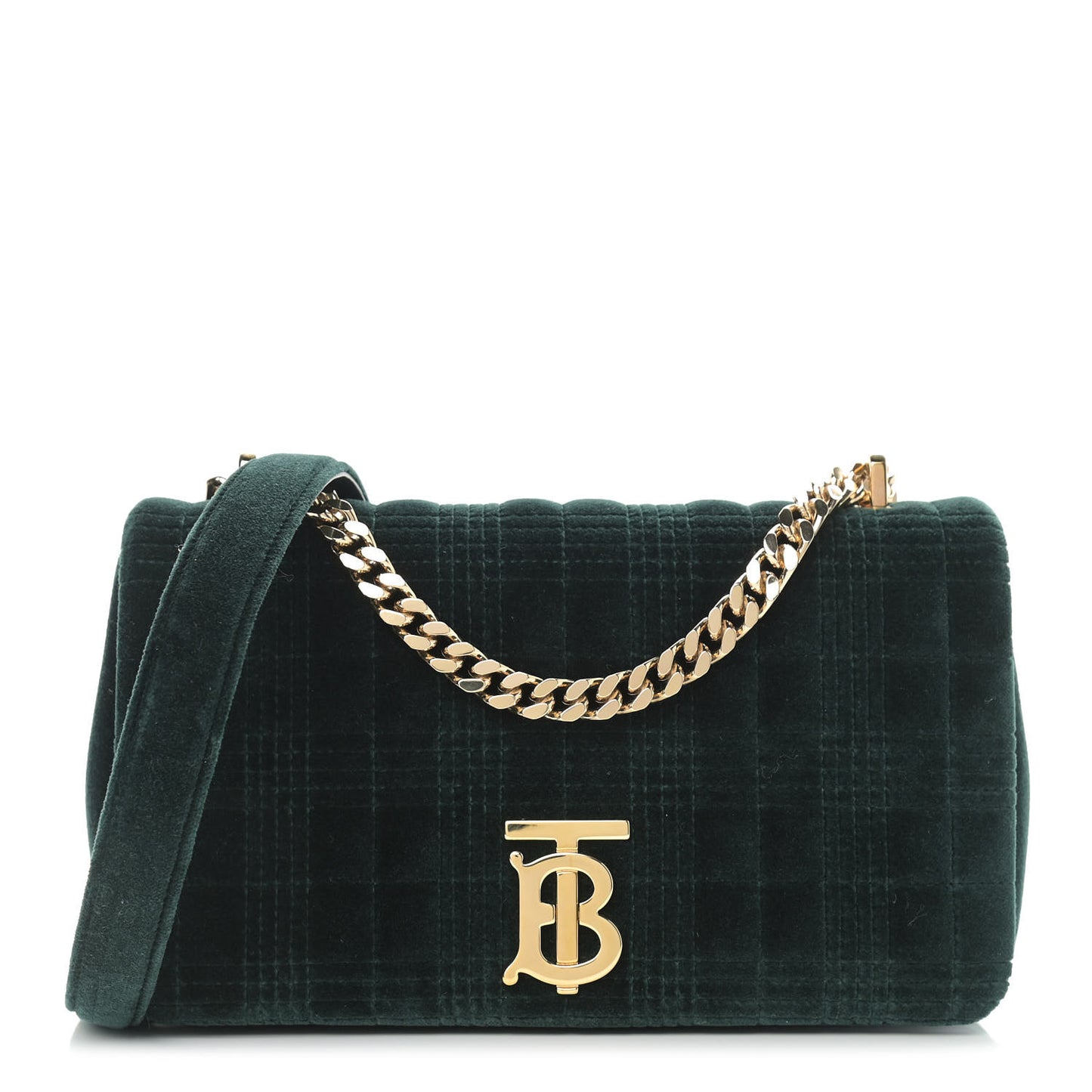 Velvet Quilted Small Lola Bag Dark Green