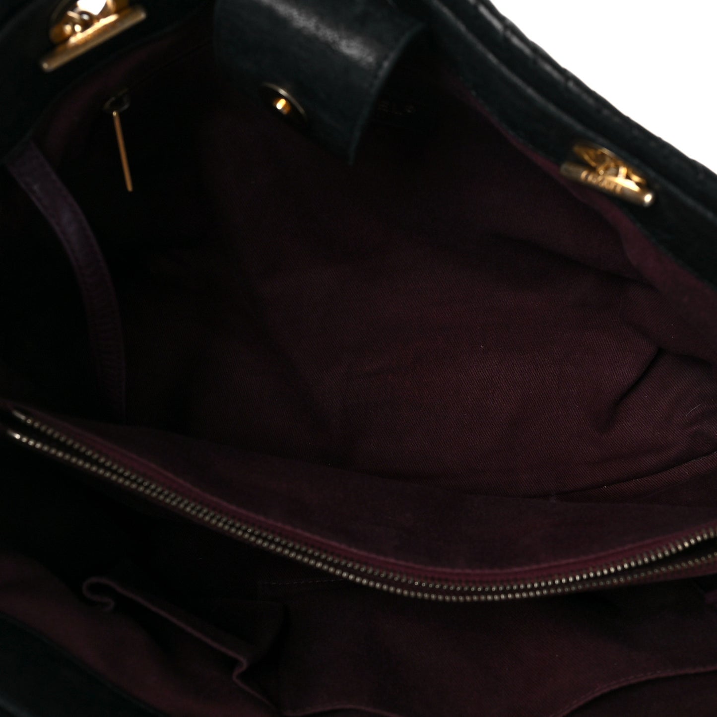 Wrinkled Lambskin Chevron Quilted Large Surpique Tote Black