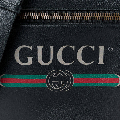 Gucci Grained Calfskin Logo Messenger Bag Black 9 of 12