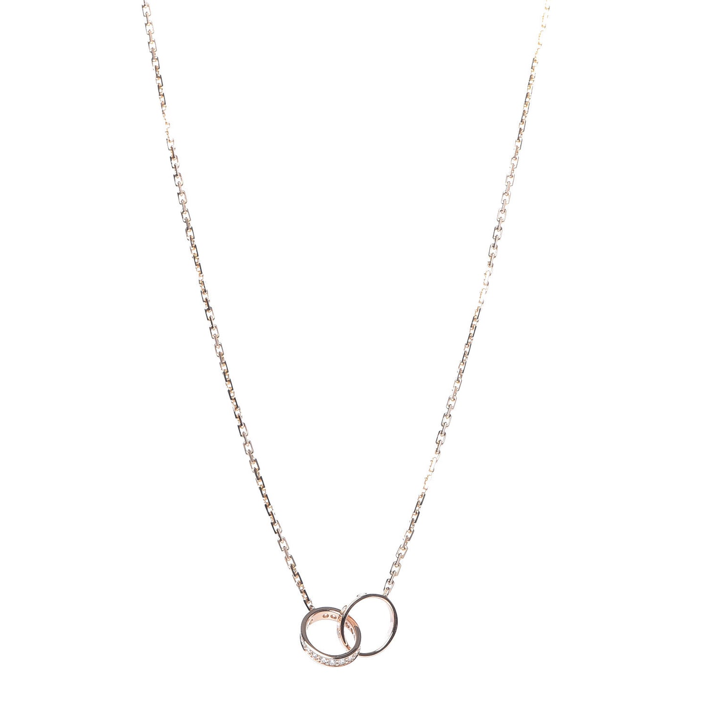 18K Pink Gold Diamond Interlocking LOVE Necklace