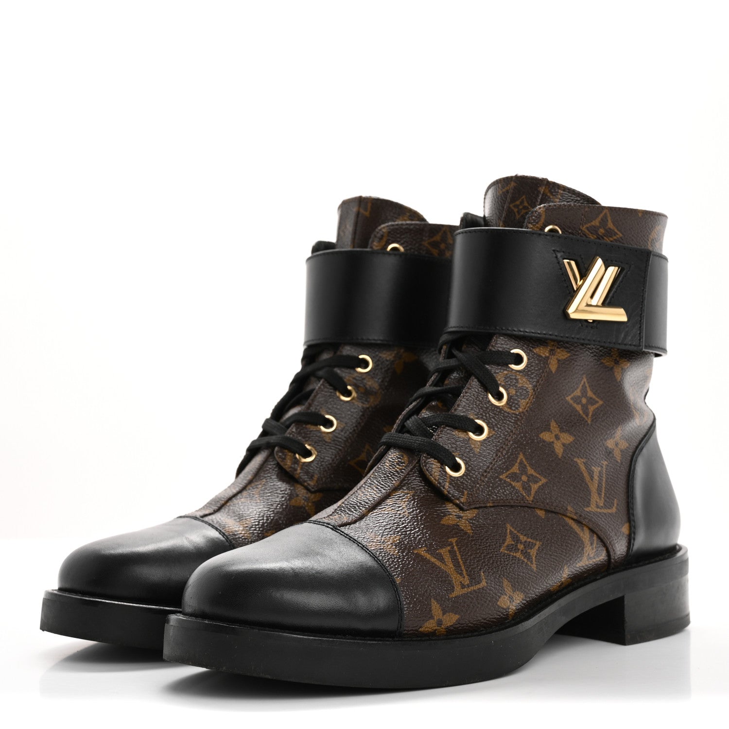 Louis Vuitton Calfskin Monogram Wonderland Flat Ranger Boots 41 Black 4 of 12