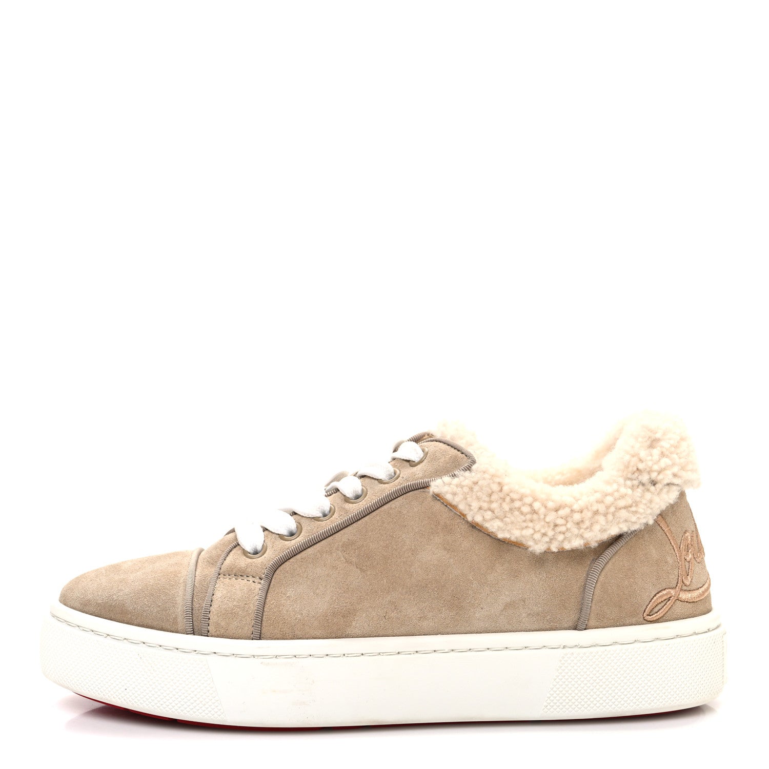Christian Louboutin Suede Shearling Fun Vierissima Flat Sneakers 38 Atlas 1 of 9