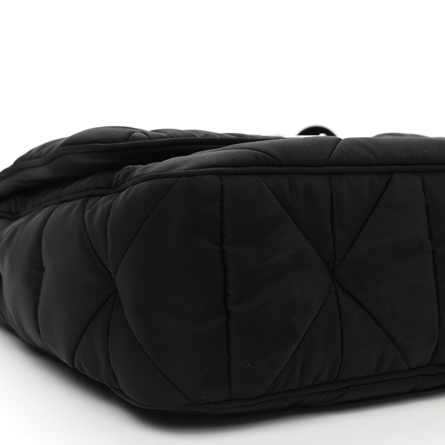 Re-Nylon Quilted Padded Flap Shoulder Bag Black