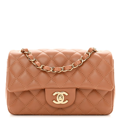 Chanel Lambskin Quilted Mini Rectangular Flap Brown 1 of 9
