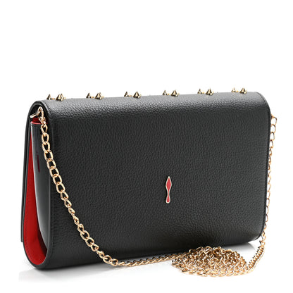 Christian Louboutin Grained Calfskin Spikes Loubinthesky Paloma Wallet On Chain Black Multimetal 3 of 19
