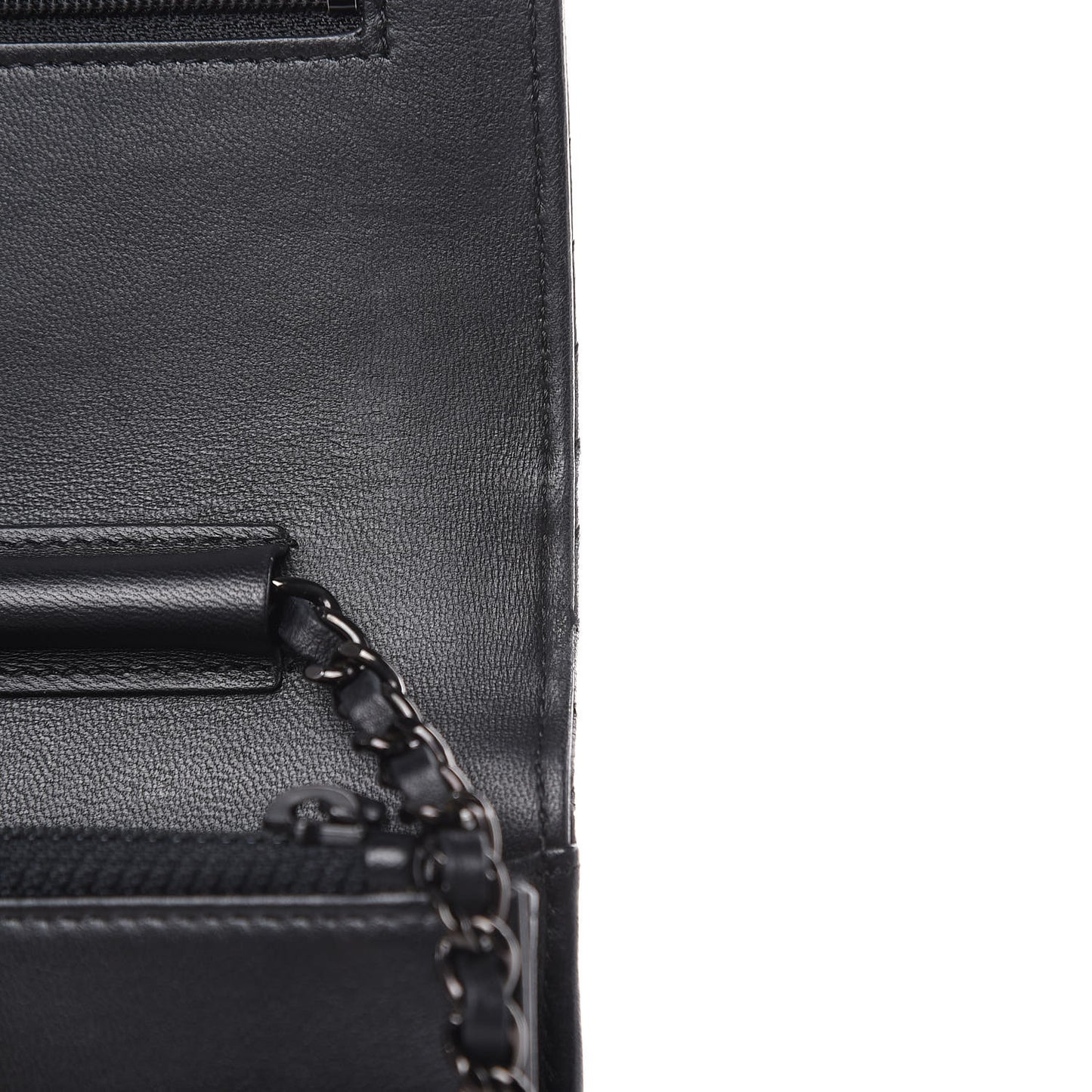 Lambskin Chevron Quilted Wallet On Chain WOC So Black