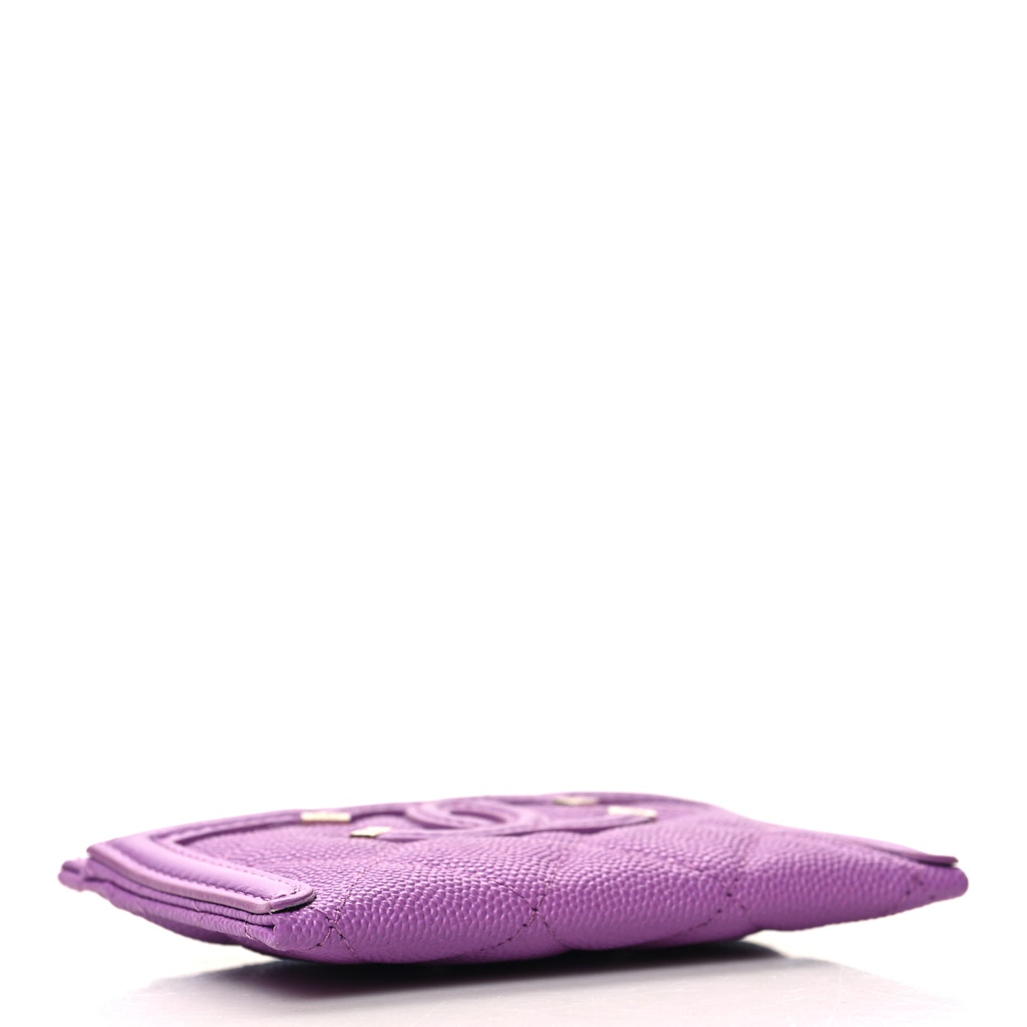Caviar Quilted Filigree Card Holder Purple